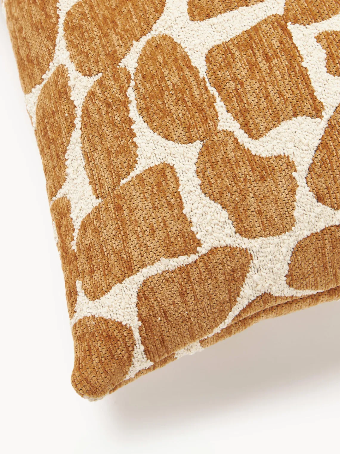 Cojines Decorativos|Mantas>Westwing Collection Funda de cojín en tejido bouclé y chenilla Nenda Naranja, blanco Off White