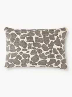 Cojines Decorativos|Mantas>Westwing Collection Funda de cojín en tejido bouclé y chenilla Nenda Taupe, blanco Off White