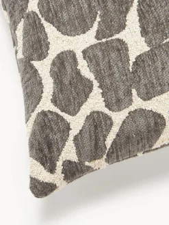 Cojines Decorativos|Mantas>Westwing Collection Funda de cojín en tejido bouclé y chenilla Nenda Taupe, blanco Off White