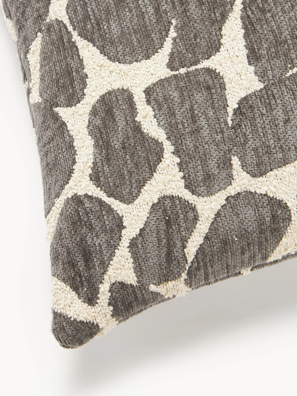 Cojines Decorativos|Mantas>Westwing Collection Funda de cojín en tejido bouclé y chenilla Nenda Taupe, blanco Off White