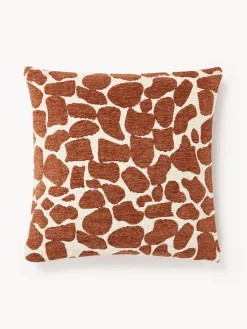 Mantas|Cojines Decorativos>Westwing Collection Funda de cojín en tejido bouclé y chenilla Nenda Terracota, blanco Off White