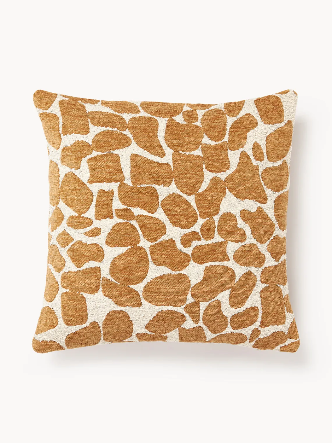 Cojines Decorativos|Mantas>Westwing Collection Funda de cojín en tejido bouclé y chenilla Nenda Naranja, blanco Off White