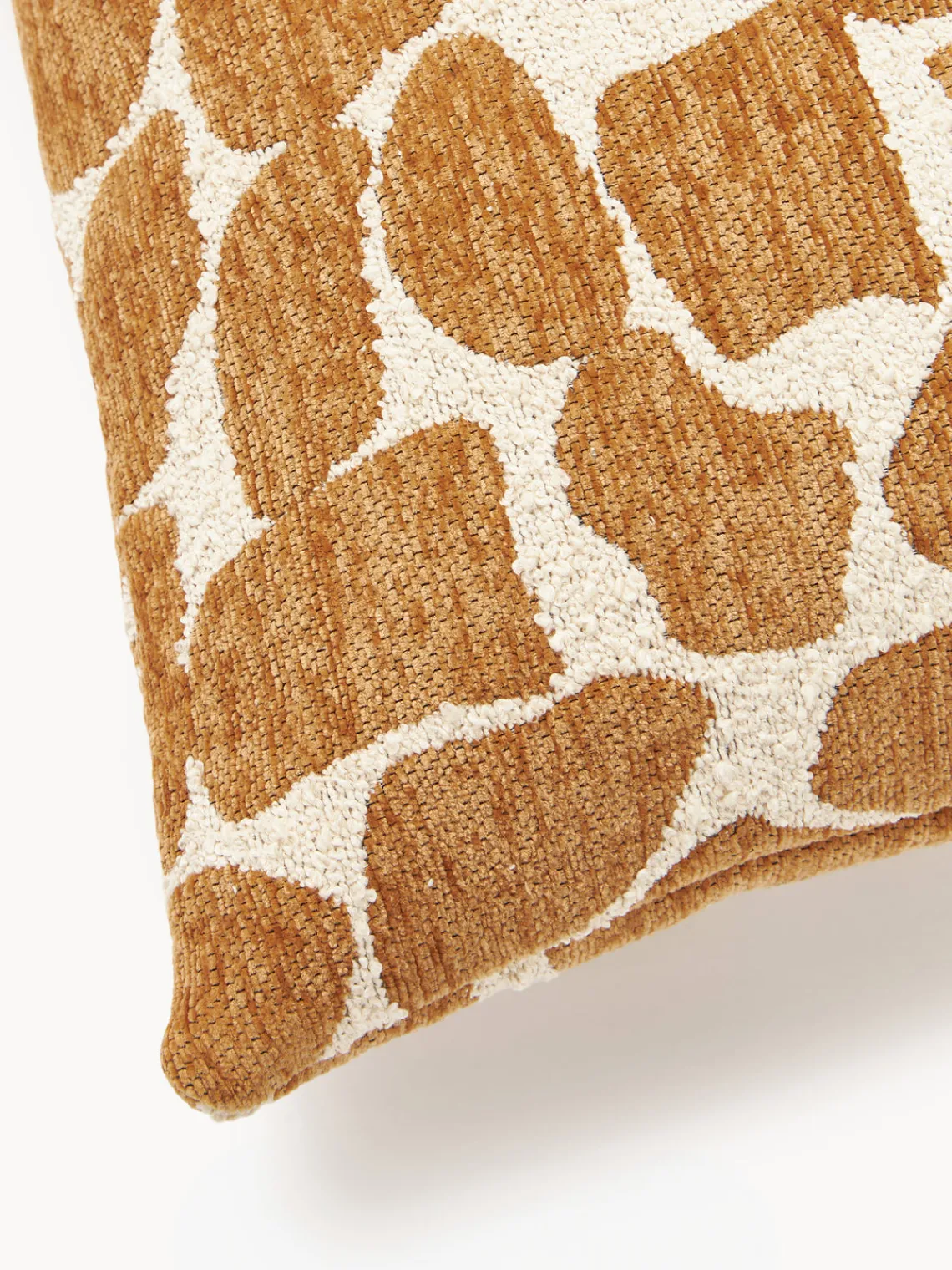 Cojines Decorativos|Mantas>Westwing Collection Funda de cojín en tejido bouclé y chenilla Nenda Naranja, blanco Off White