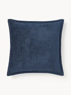 Mantas|Cojines Decorativos>Westwing Collection Funda de cojín en tejido bouclé Shannon Bouclé azul oscuro