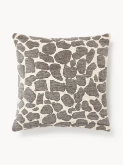 Cojines Decorativos|Cojines Decorativos>Westwing Collection Funda de cojín en tejido bouclé y chenilla Nenda Taupe, blanco Off White
