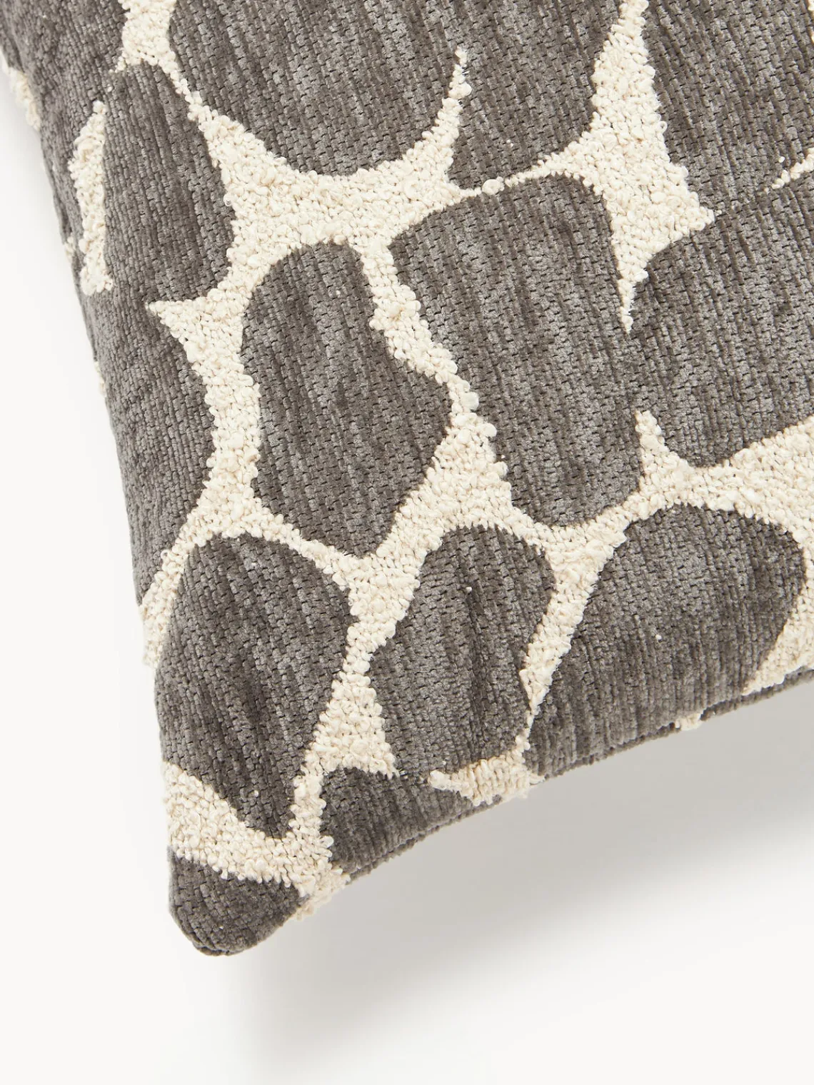 Cojines Decorativos|Cojines Decorativos>Westwing Collection Funda de cojín en tejido bouclé y chenilla Nenda Taupe, blanco Off White