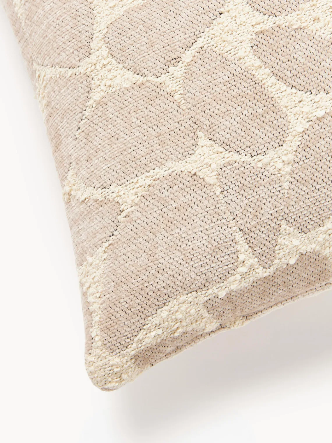 Cojines Decorativos|Mantas>Westwing Collection Funda de cojín en tejido bouclé y chenilla Nenda Beige, blanco Off White