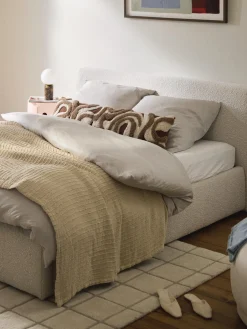 Mantas|Cojines Decorativos>Westwing Collection Funda de cojín grande artesanal con tejido capitoné Jiri Marrón oscuro, blanco Off White, marrón claro