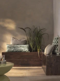 Mantas|Cojines De Exterior>Westwing Collection Funda de cojín para exterior con adorno decorativo Aryna Verde oliva, beige claro