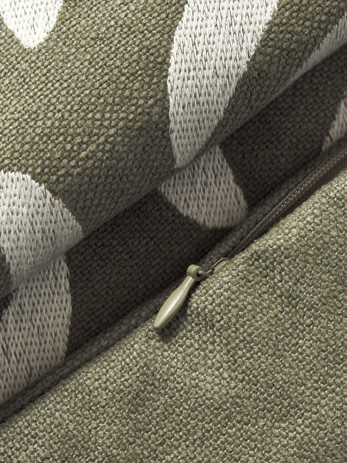 Mantas|Cojines De Exterior>Westwing Collection Funda de cojín para exterior con adorno decorativo Aryna Verde oliva, beige claro