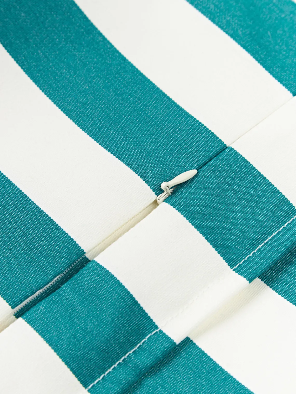 Mantas|Cojines De Exterior>Westwing Collection Funda de cojín para exterior Cosby Blanco, verde turquesa