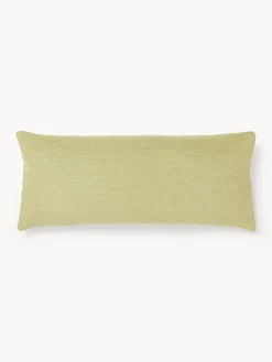 Mantas|Cojines De Exterior>Westwing Collection Funda de cojín para exterior con estampado de ondas bordadas Shanti Verde claro, blanco Off White