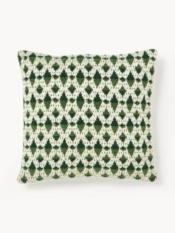 Cojines De Exterior|Cojines Decorativos>Westwing Collection Funda de cojín para exterior con tejido estampado Yamir Tonos verdes, blanco Off White