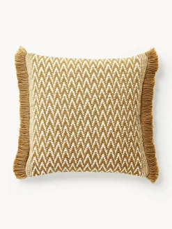 Best Funda de cojín para exterior con tejido artesanal y flecos Suria Mantas|Cojines De Exterior