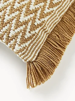 Best Funda de cojín para exterior con tejido artesanal y flecos Suria Mantas|Cojines De Exterior