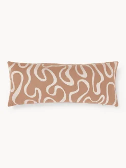 Cojines De Exterior|Cojines Decorativos>Westwing Collection Funda de cojín para exterior con estampado de ondas bordadas Shanti Turrón, beige claro