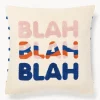 Sale Funda de cojín reversible con inscripción bordada Blah Blah Mantas|Cojines Decorativos