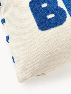 Sale Funda de cojín reversible con inscripción bordada Blah Blah Mantas|Cojines Decorativos