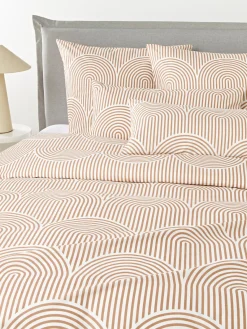 Mantas|Fundas Nórdicas>Westwing Collection Funda nórdica de algodón Arcs Turrón, blanco
