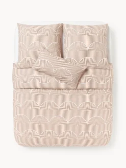 Mantas|Fundas Nórdicas>Westwing Collection Funda nórdica de algodón Arcs Turrón, blanco