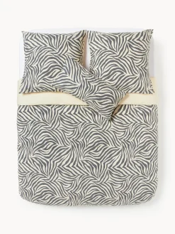 Mantas|Fundas Nórdicas>Westwing Collection Funda nórdica de algodón Chase Blanco Off White, gris oscuro