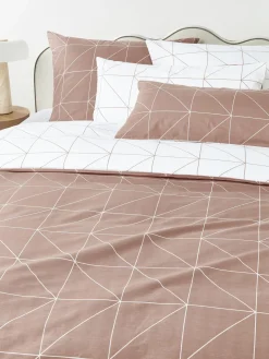 Fundas Nórdicas|Mantas>Westwing Collection Funda nórdica de algodón estampada Marla Blanco, rosa palo