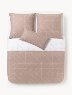 Fundas Nórdicas|Mantas>Westwing Collection Funda nórdica de algodón estampada Marla Blanco, rosa palo