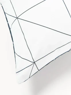 Mantas|Fundas Nórdicas></noscript>Westwing Collection Funda nórdica de algodón estampada Marla Blanco, azul oscuro