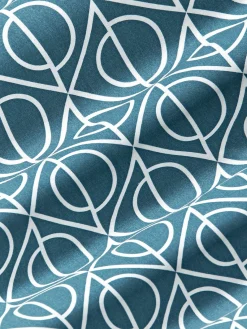 Fundas Nórdicas|Mantas></noscript>Westwing Collection Funda nórdica de algodón estampado geométrico Jella Azul petróleo, blanco