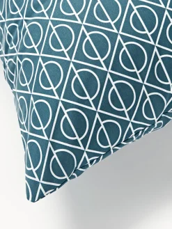 Fundas Nórdicas|Mantas></noscript>Westwing Collection Funda nórdica de algodón estampado geométrico Jella Azul petróleo, blanco