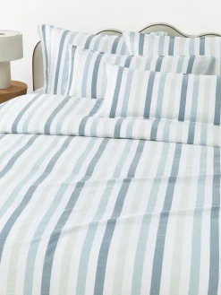 Fundas Nórdicas|Mantas>Westwing Collection Funda nórdica de algodón Harriet Gris azulado, verde menta