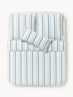 Fundas Nórdicas|Mantas>Westwing Collection Funda nórdica de algodón Harriet Gris azulado, verde menta
