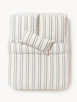 Fundas Nórdicas|Mantas>Westwing Collection Funda nórdica de algodón Harriet Verde oliva, melocotón