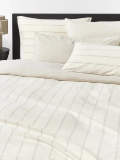 Fundas Nórdicas|Mantas>Westwing Collection Funda nórdica de algodón lavado a rayas Caspian Beige, Off White