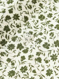 Fundas Nórdicas|Mantas></noscript>Westwing Collection Funda nórdica de algodón lavado con fino estampado floral Nolana Verde oliva, blanco Off White
