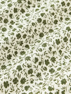 Fundas Nórdicas|Mantas></noscript>Westwing Collection Funda nórdica de algodón lavado con fino estampado floral Nolana Verde oliva, blanco Off White