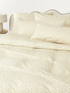 Fundas Nórdicas|Mantas>Westwing Collection Funda nórdica de algodón lavado con fino estampado floral Nolana Beige claro, blanco