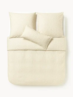 Fundas Nórdicas|Mantas>Westwing Collection Funda nórdica de algodón lavado con fino estampado floral Nolana Beige claro, blanco