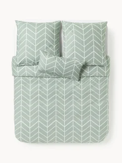 Mantas|Fundas Nórdicas>Westwing Collection Funda nórdica de algodón Mirja Verde salvia