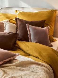 Fundas Nórdicas|Mantas></noscript>Westwing Collection Funda nórdica de franela Biba Amarillo mostaza