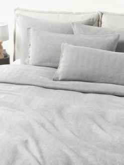 Fundas Nórdicas|Mantas>Westwing Collection Funda nórdica de franela con punto espiga Wanda Gris claro