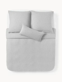 Fundas Nórdicas|Mantas>Westwing Collection Funda nórdica de franela con punto espiga Wanda Gris claro