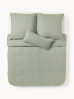 Fundas Nórdicas|Mantas>Westwing Collection Funda nórdica de franela con punto espiga Wanda Verde salvia