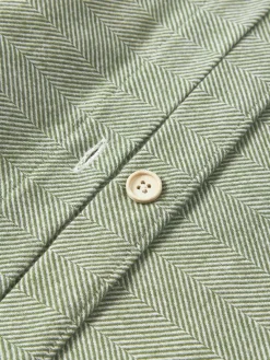 Fundas Nórdicas|Mantas></noscript>Westwing Collection Funda nórdica de franela con punto espiga Wanda Verde salvia