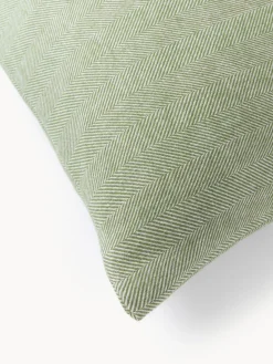 Fundas Nórdicas|Mantas></noscript>Westwing Collection Funda nórdica de franela con punto espiga Wanda Verde salvia