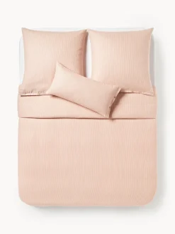 Fundas Nórdicas|Mantas>Westwing Collection Funda nórdica de franela con rayas finas Javon Melocotón