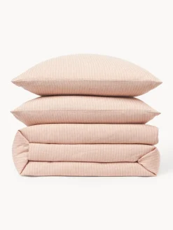 Fundas Nórdicas|Mantas></noscript>Westwing Collection Funda nórdica de franela con rayas finas Javon Melocotón