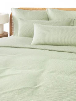 Fundas Nórdicas|Mantas>Westwing Collection Funda nórdica de franela con rayas finas Javon Verde
