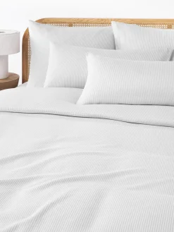 Fundas Nórdicas|Mantas>Westwing Collection Funda nórdica de franela con rayas finas Javon Gris claro