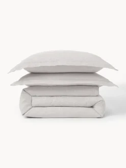 Fundas Nórdicas|Mantas></noscript>Westwing Collection Funda nórdica de lino con ribete Linna Gris claro